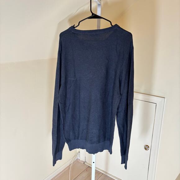 Kenneth Cole NWT Men's Heathered Navy Pullover Crew Neck Sweater Size XXL - Picture 6 of 8